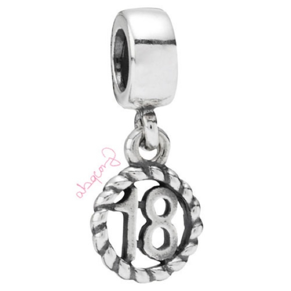 EUC Pandora 790495 Sterling Silver 18th Birthday Dangle